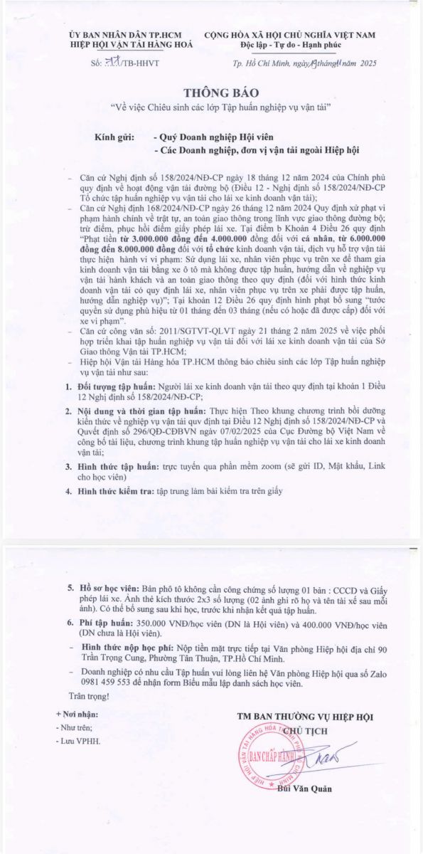 CHIÊU SINH LỚP ĐÀO TẠO TẬP HUẤN NGHIỆP VỤ LÁI XE  - để lại tin nhắn qua zalo 0981459553 để nhận mẫu danh sách đăng ký học
