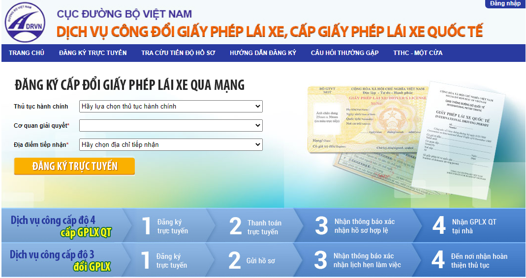 Triển khai dịch vụ công trực tuyến mức độ 4 đổi giấy phép lái xe